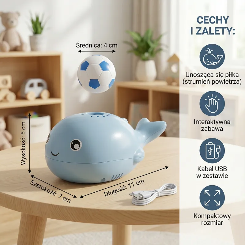Играчка кит с носеща се във въздуха топка — снимка 3