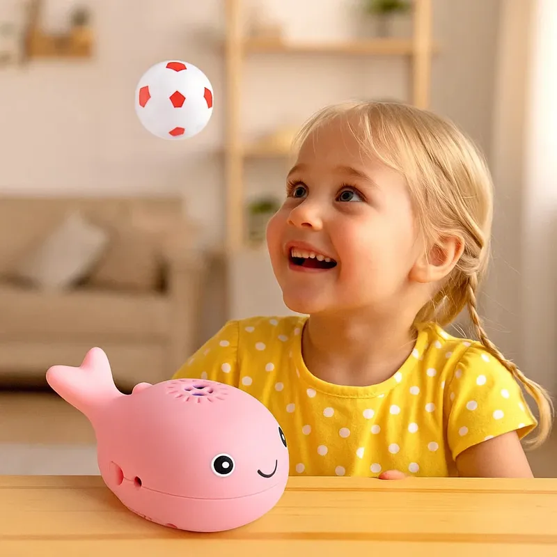 Играчка кит с носеща се във въздуха топка — снимка 4