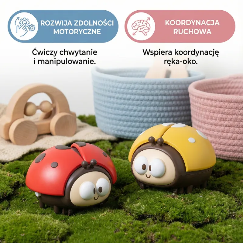 Висяща играчка калинка за бебета за фина моторика — снимка 2