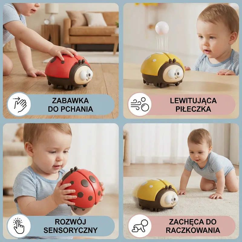 Висяща играчка калинка за бебета за фина моторика — снимка 3