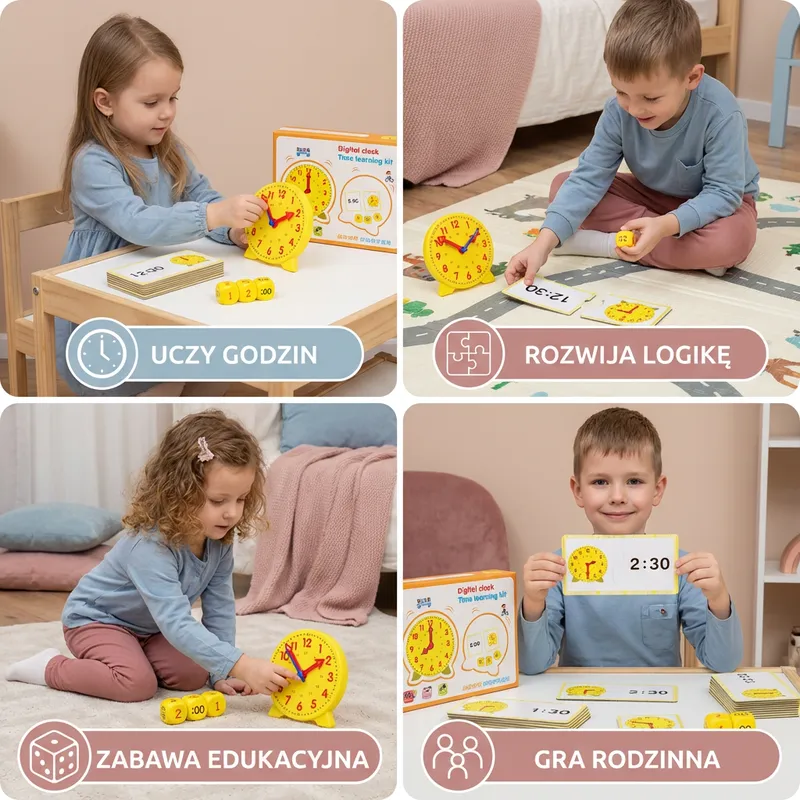 Образователен часовник с карти и зарчета за учене на часа — снимка 3