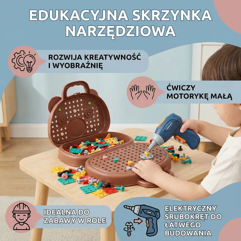 Детски куфар с инструменти и електрическа отвертка — снимка 2