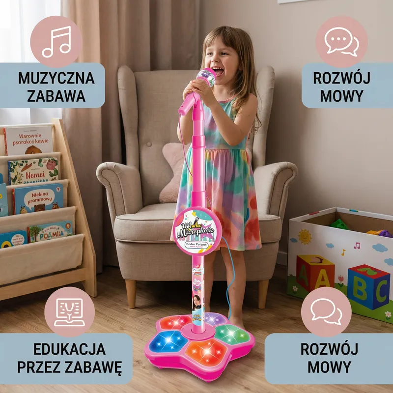 Детски караоке комплект с микрофон и стойка — снимка 2