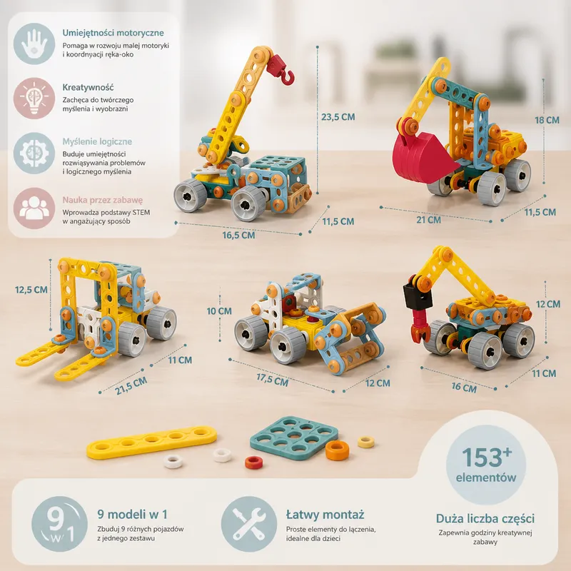 STEM конструктор 9 в 1 със строителни машини — снимка 5