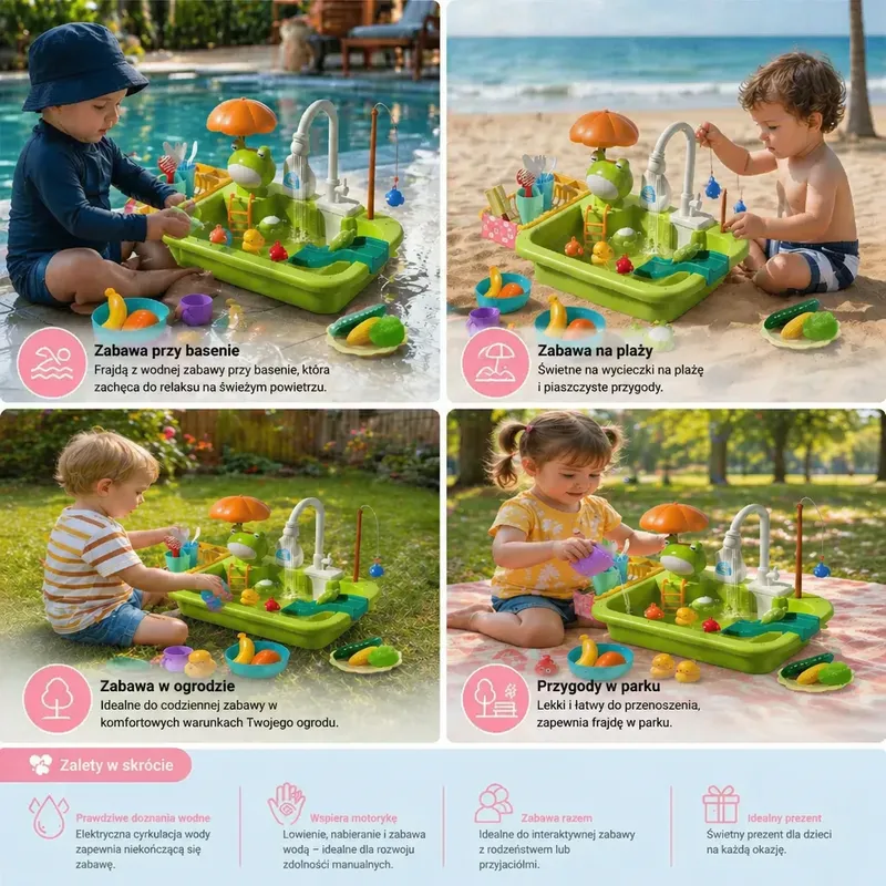 Детска кухня с течаща вода и игра за ловене на риба — снимка 3