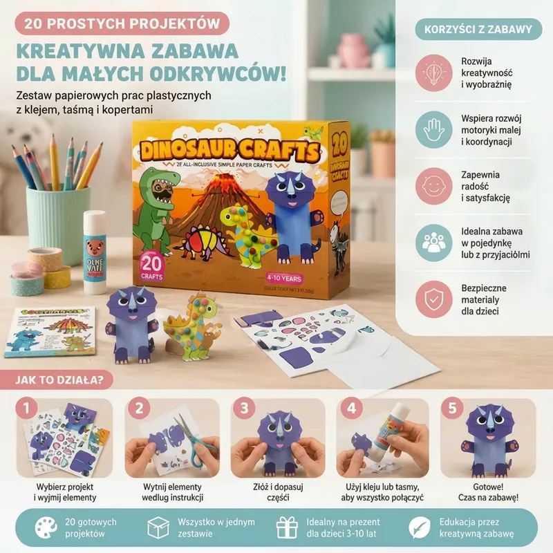Комплект за хартиени творби с 20 лесни DIY проекта за деца — снимка 2