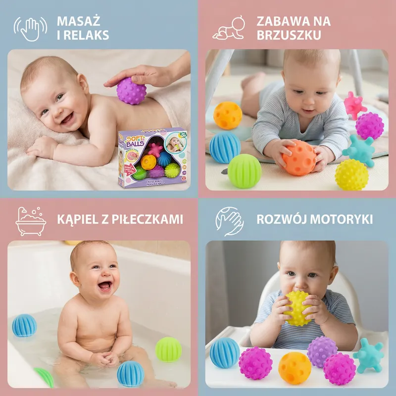 Комплект сензорни топки с текстура за бебета — снимка 3