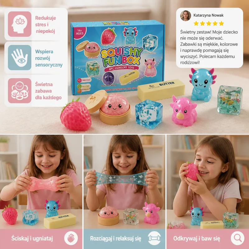 Комплект от 8 меки сензорни squishy fidget играчки — снимка 3