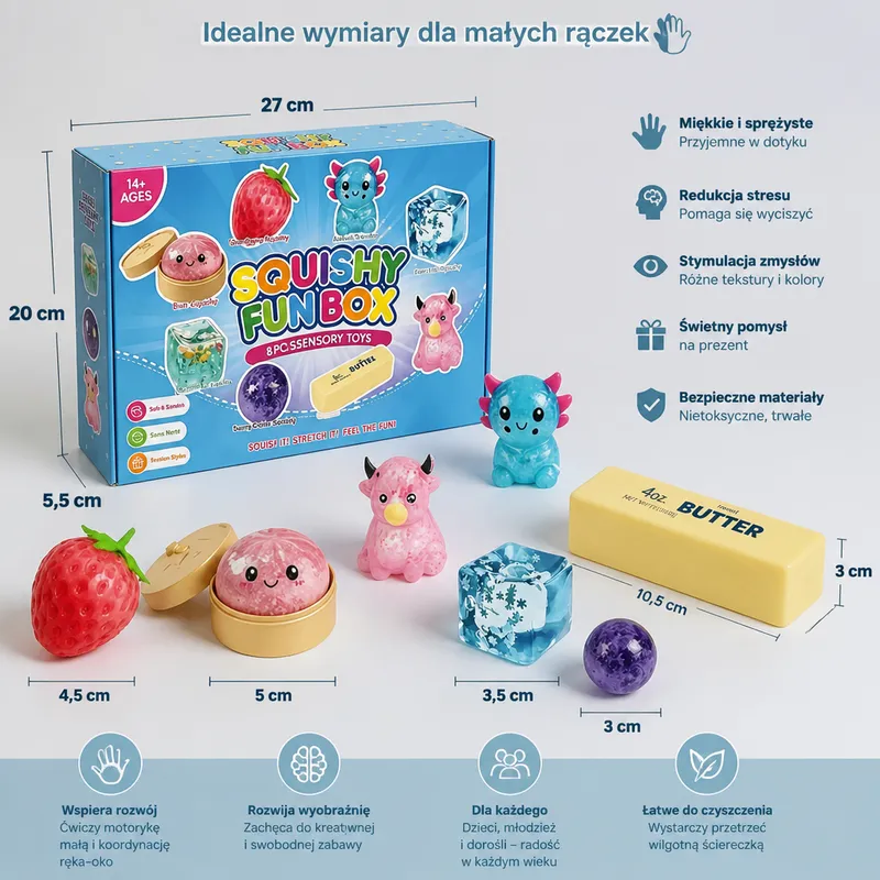 Комплект от 8 меки сензорни squishy fidget играчки — снимка 5
