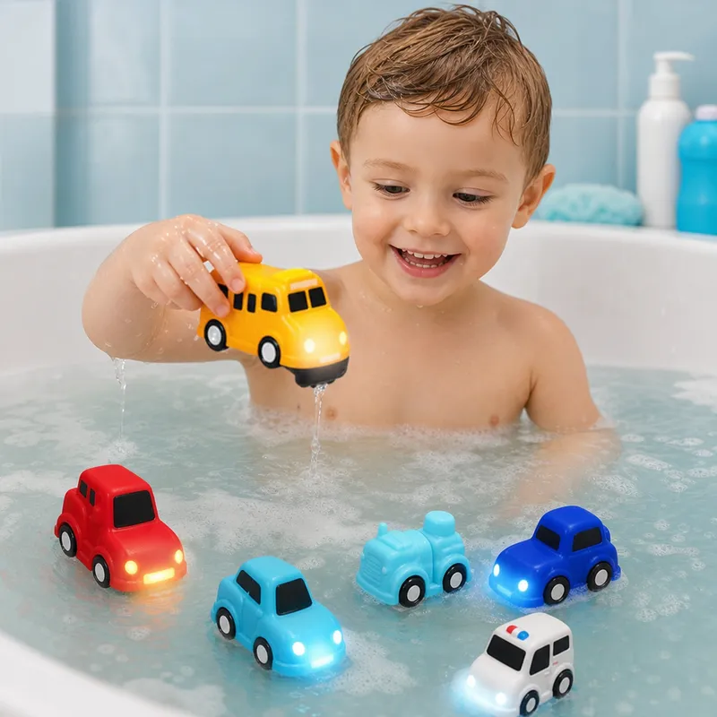 Комплект светещи колички за баня, активиращи се с вода