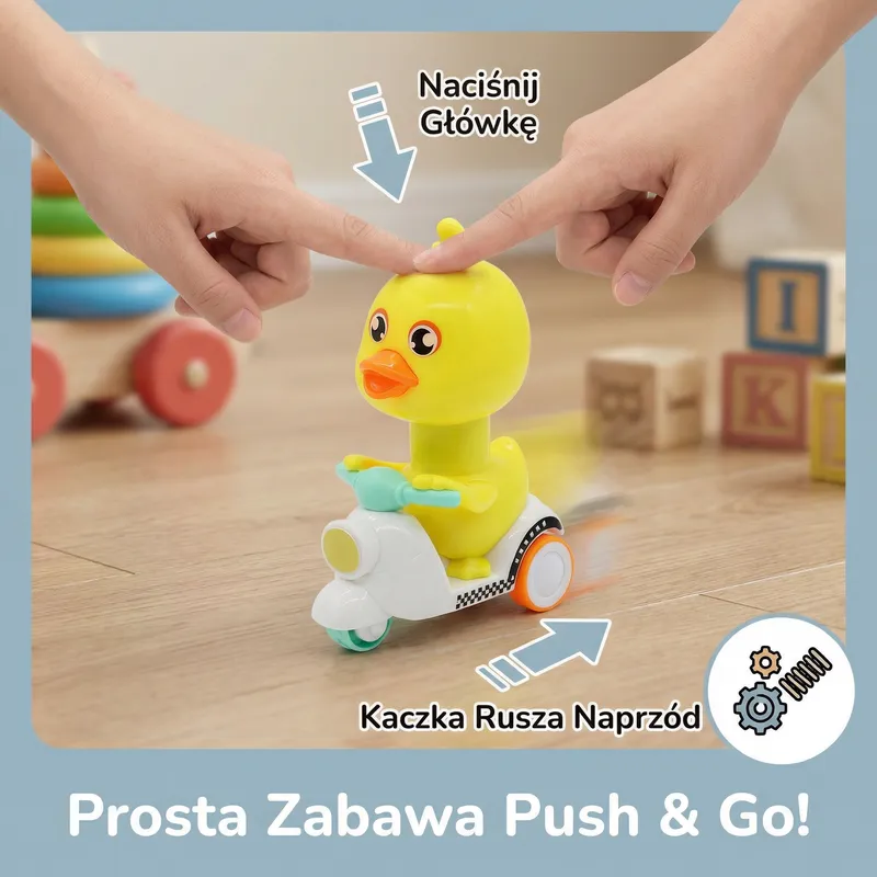 Жълто патенце играчка с движение натисни и тръгни — снимка 2